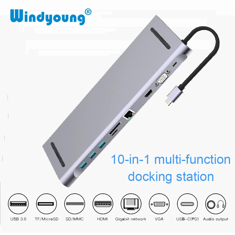 USB коннектор type-C до 3,0 USB HDMI 4K RJ45 VGA USB концентратор для MacBook Pro Аксессуары USB разветвитель Мульти 10 портов type C концентратор USB-C концентратор