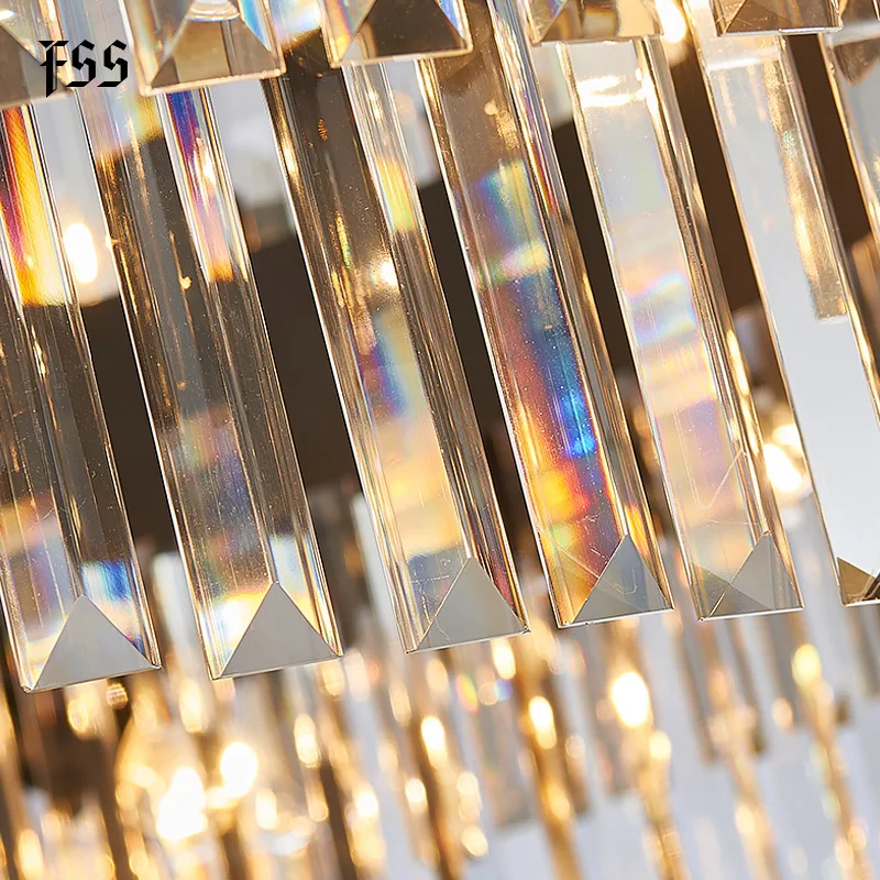 FSS Современная хрустальная Золотая прямоугольная люстра светильник ing для