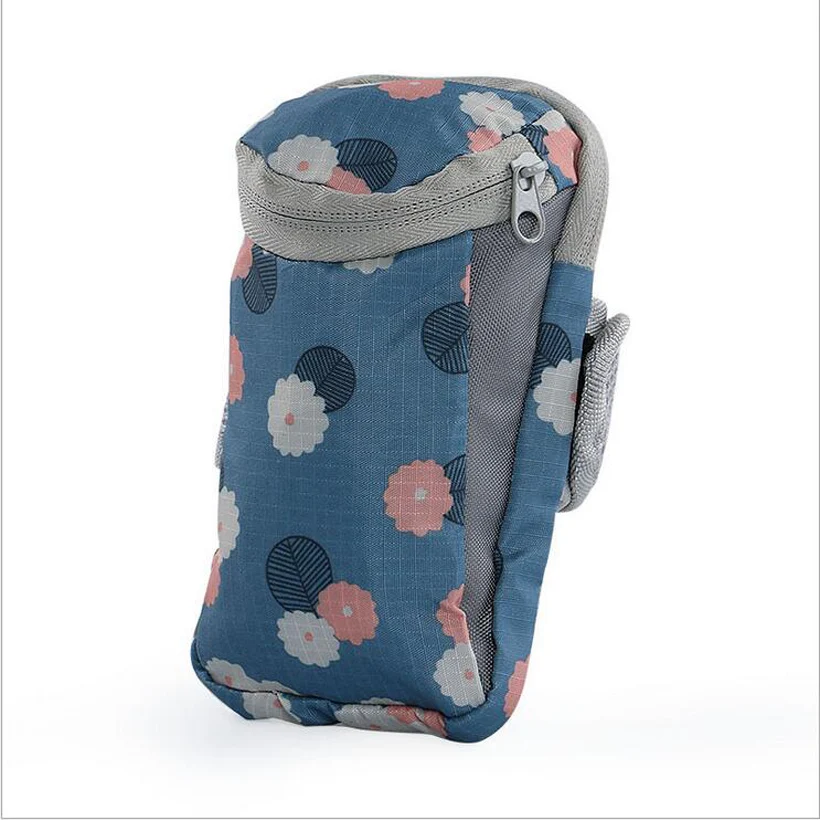 blue floral Универсальная уличная нейлоновая сумка для бега и верховой езды, сумка для бега, спортивная сумка для iPhone 7 Plus, спортивная сумка, 6 цветов, 17*9 см - Цвет: blue floral