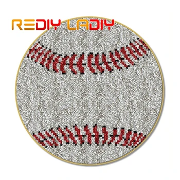 

Latch Hook Rug Baseball DIY Crocheting Carpet Rug Acrylic Yarn Pre-Printed Canvas Cushion Mat Crochet Tapestry Latched Hook Kits