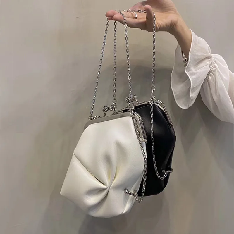 

Irregular Kiss Lock Clip Women Shoulder Bags Chain Small Women Crossbody Bag Solid Female Handbags Luxury Brand Women's Bags New