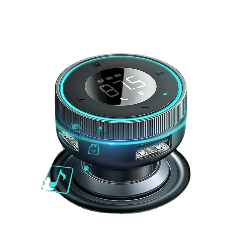 FMトランスミッター Bluetooth 5.0ハンズフリー,3.4aデュアルUSBカーチャージャー,mp3プレーヤー,ラジオ送信機FM