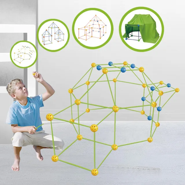 Construction Fort Building Block Kit DIY Multicolor 3D Castles Tunnels Tents Toy Set for Children Girls Boys Build Your Own Den 2