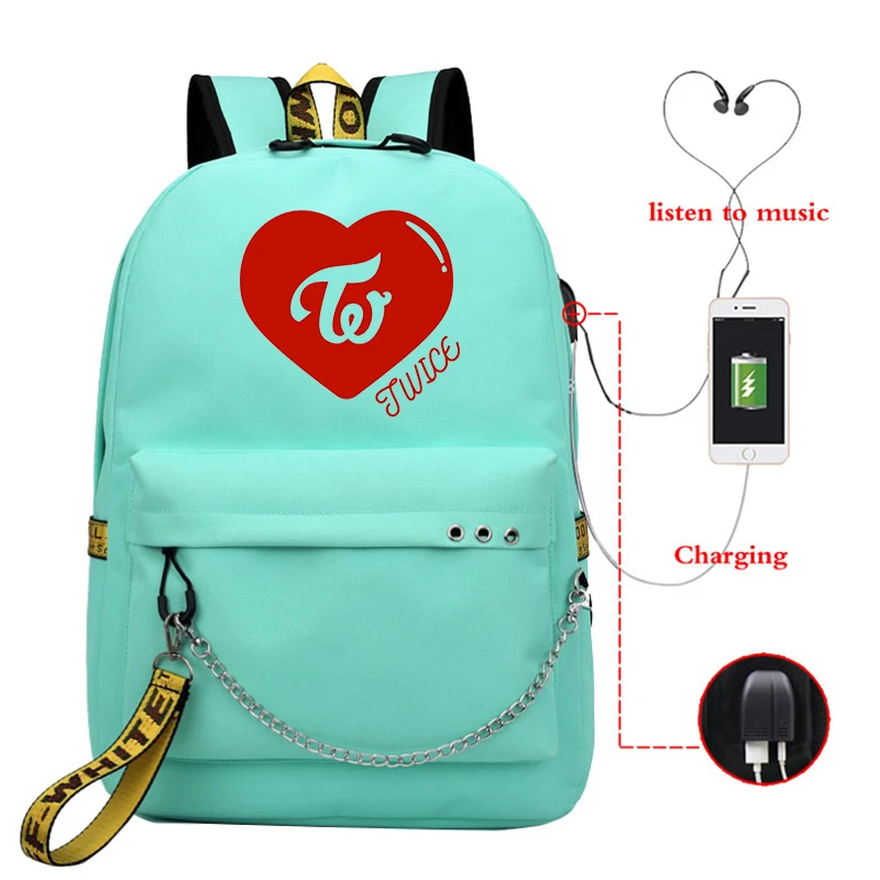 Backpack 8 Школьные рюкзаки для девочек, брезентовый Рюкзак с зарядкой через usb в стиле Kpop, два раза, черные, розовые школьные сумки для подростков, женский рюкзак для путешествий - Цвет: Backpack 8