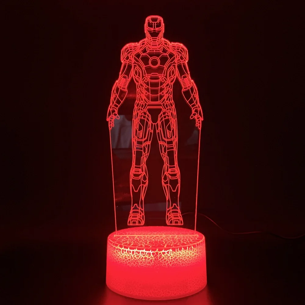 3d оптическая лампа Marvel фигурка железного человека для спальни декоративная настольная лампа классный детский подарок детский ночной Светильник Ironman светодиодный ночной Светильник - Испускаемый цвет: 3
