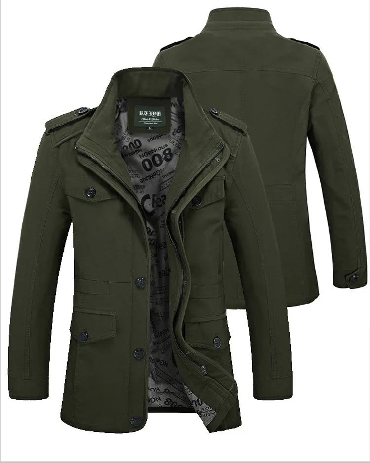 army green Стиль сафари для мужчин s куртка стоячий воротник куртка панка мужская осенне-зимняя Базовая куртка-бомбер плюс размер повседневная куртка на пуговицах 4xl 5xl 6xl - Цвет: army green