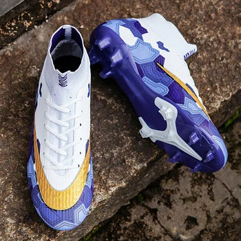 

Men Football Soccer Boots Athletic Soccer Shoes 2020 New Mesh High Ankle Soccer Cleats Training Football Sneaker Futsal Shoes