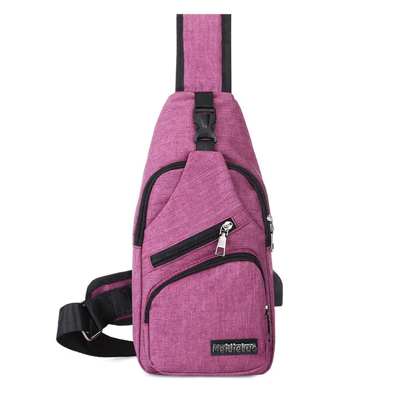 KUBUG модная мужская USB перезаряжаемая наружная нагрудная сумка для верховой езды нагрудная сумка повседневная сумка на плечо походная сумка через плечо - Цвет: Фиолетовый