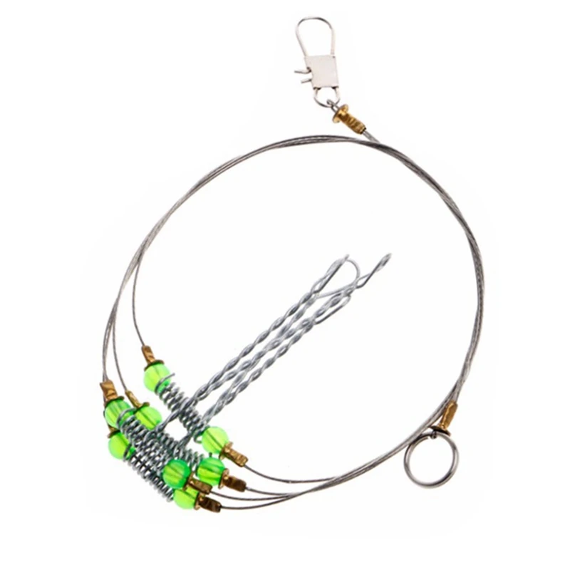 

5Pcs Fishing Hooks Anti-Winding Swivel String Sea Fishing Hook Steel Rigs Wire Leader Fish Hooks(4 Steel Wires)