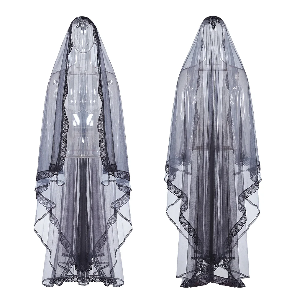Панк рейв женские готические зомби невесты градиент вуаль великолепные кружева двухслойные сетки женские головные уборы аксессуары