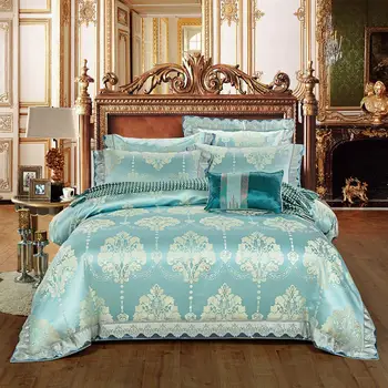 

Svetanya Green Mandala Golden Jacquard Wedding Bedding Sets King Queen Size Satin Linens Sheet Duvet Cover Pillow Sham