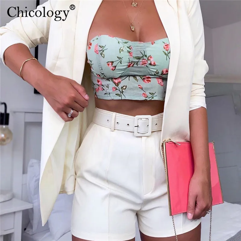 Chicology женское неоновое костюм костюмы длинным рукавом Лонгслив Блейзер пояс с