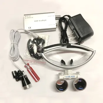 

portable headlight led loupe magnifying glass loupe silver frame loops white and black binocular