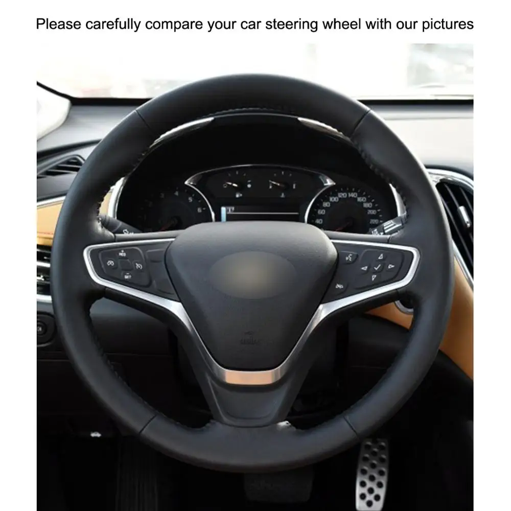 Рука сшитый черный PU искусственная кожа рулевое колесо Крышка для Chevrolet Malibu- равноденствие Opel Ampera-E