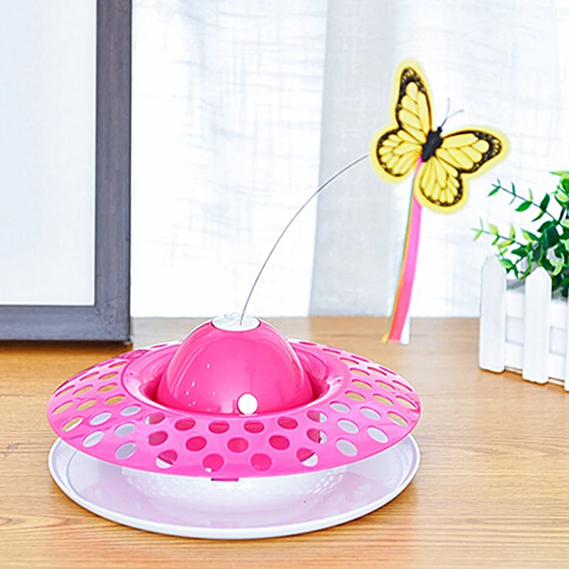 New-1Pc вращающийся стол с мячом игрушки для кошек котенок игрушка для кошек электрическая вращающаяся бабочка муха стальная проволока интерактивные игрушки для питомцев для кошек