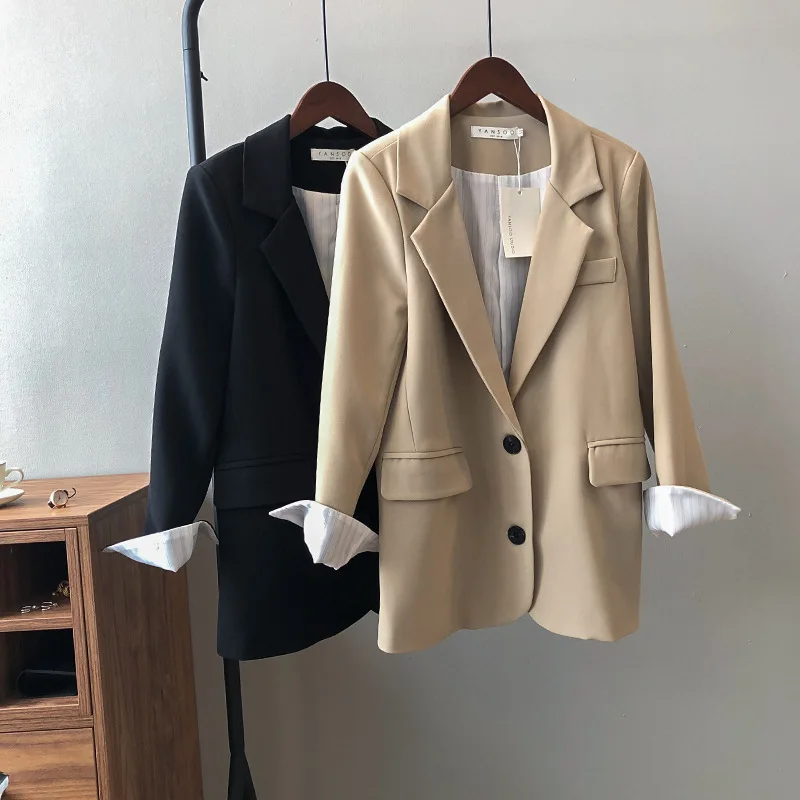

Autumn retro simple classic suit jacket female notch collar casual short jacket office ladies formal suit