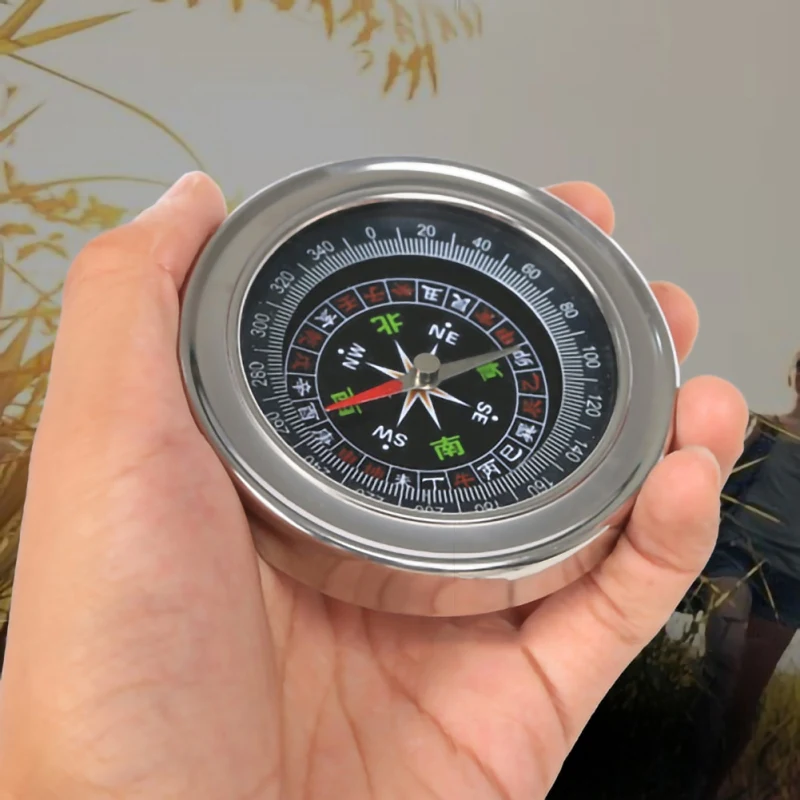 Portable Aluminum Lightweight Emergency Compass Outdoor Survival Compass Tool Navigation Wild Tool Black