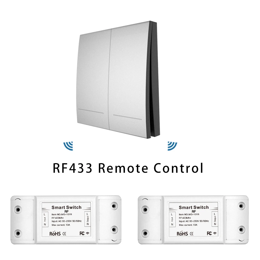 Silver Kit 2 RF 433 беспроводной смарт-переключатель пульт дистанционного управления приемник кнопочное управление Лер настенная панель передатчик, 2/3 способа мульти-управления - Цвет: Silver Kit 2