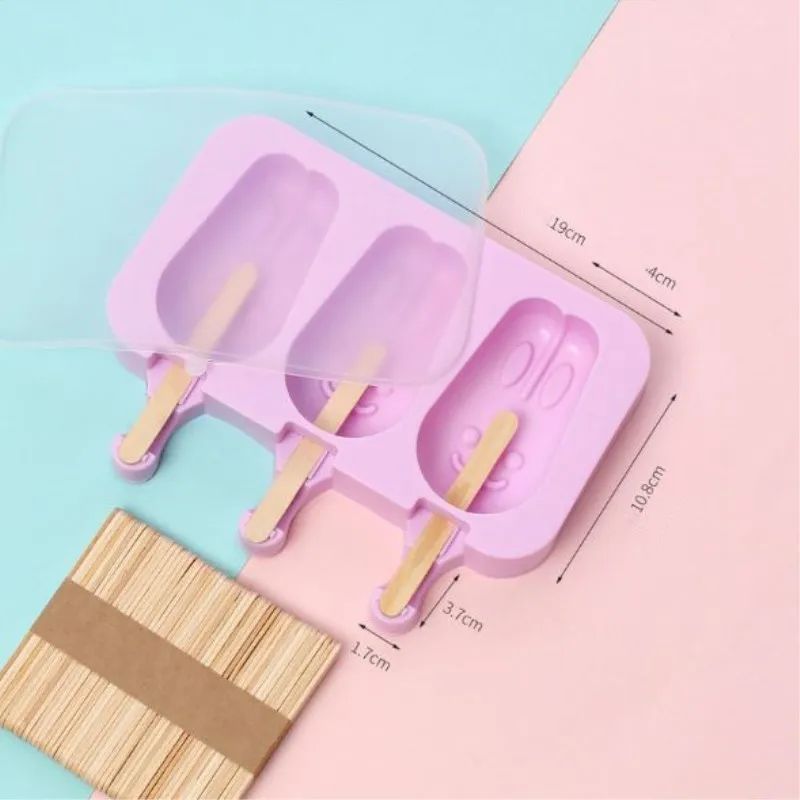 Силиконовая форма для мороженого морозильная камера DIY формы кубик льда формы для десертов поднос с палочки для сладостей - Цвет: 6