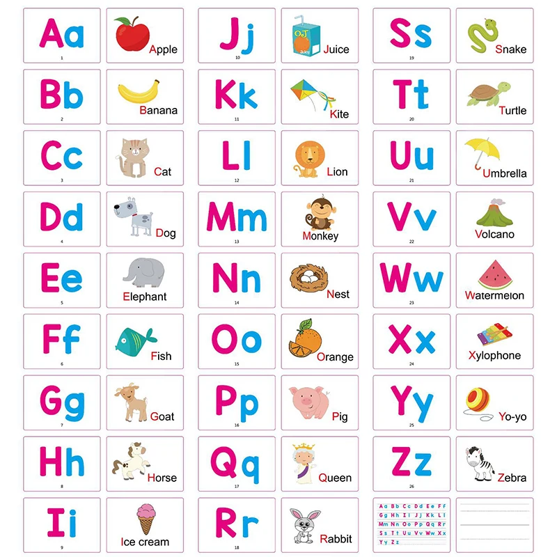 27 Alphabet Fun Flash Cards Preschool to Kindergarten ABCs Uppercase Lowercase Letters Spelling Kids Learning Educational Toy 5