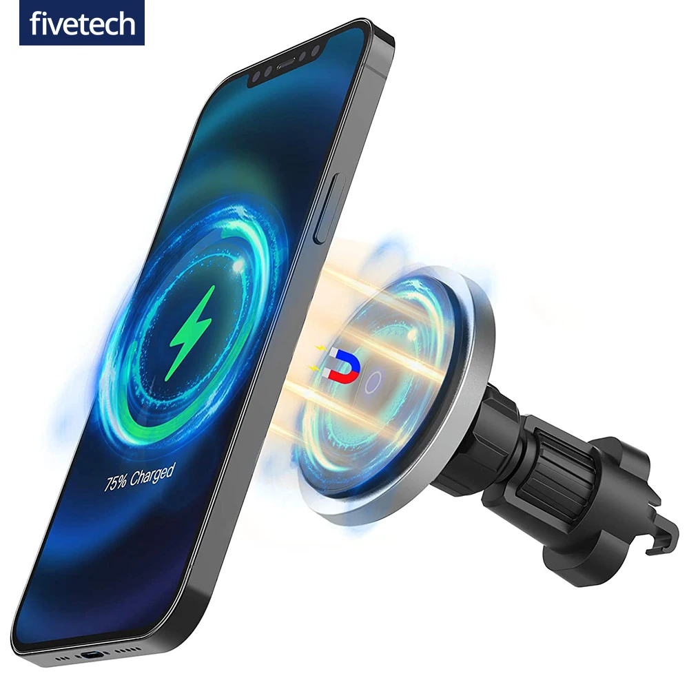 Fivetech 15W Fast Car Wireless Charger For iPhone Magsafe 12 Pro Max/12 Mini Strong Magnetic Car Charging Stand Car Phone Holder