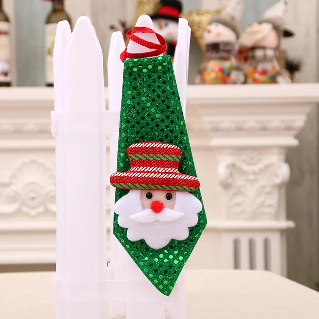 Рождественский галстук с блестками, Санта-Клаус, снеговик, олень, медведь для дома, Рождественское украшение, новинка, забавная игрушка, подарки для детей, Рождественский светодиодный галстук Z11