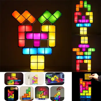 

Tetris Block Fashion Creative Energy Saving Night Light Night Lamp LED Light DIY Constructible Puzzle Decorate Stackable