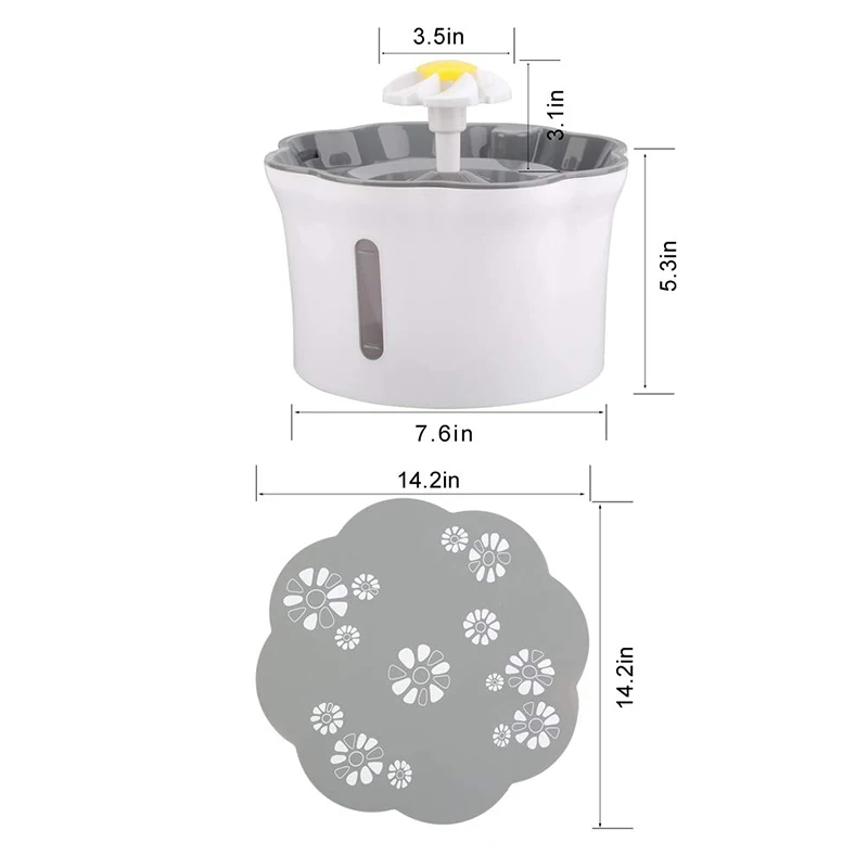 Фонтан для кошек, 2.6L/88Oz фонтан для собак, фонтан для питьевой воды с цветами для кошек, тихая электрическая миска для воды для кошек, Do