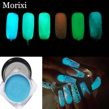 

New nail art glitter powder 2g 6 colors Luminous powder coating DIY Nail Art Fluorescence Ultrafine Glow Powder BZ038