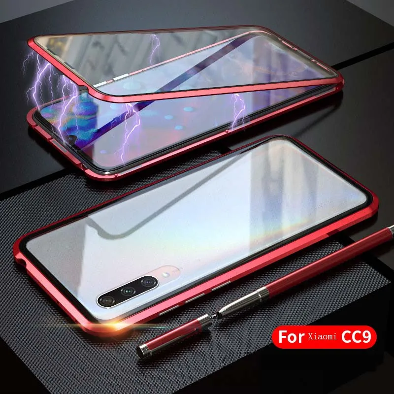 Модный чехол для Xiaomi cc9 чехол с двойным стекло в рамке Магнитный король крышка чехол для Xiaomi cc9 Магнитный все включено чехол