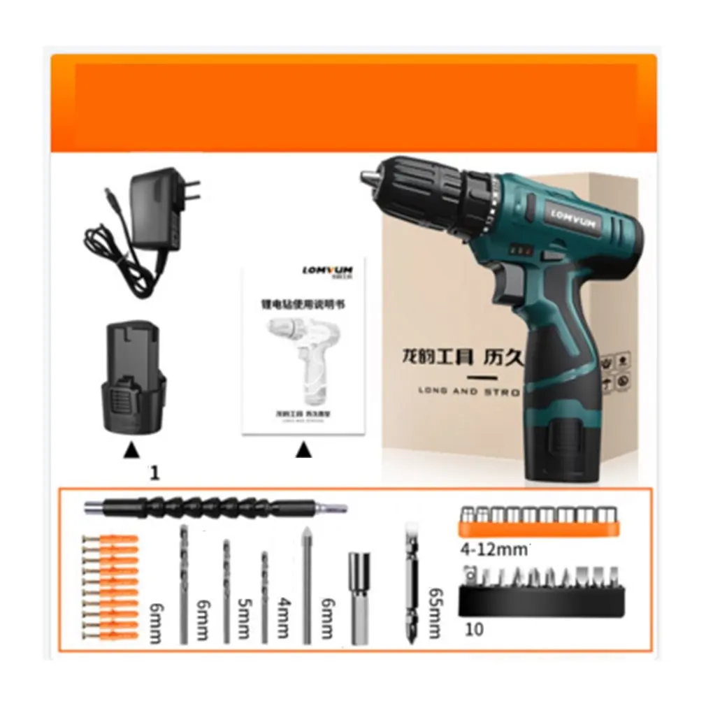 

12V Electric Screwdriver Cordless Drill kit Wireless Power Driver Lithium Battery high Speed Electric Drill with Accessories