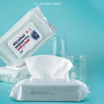 

New 50PCS Portable 75% Alco-hol Disin-fecting Wipes Disposable Wet Wipes Non-woven Fabrics Cleaning Wipes Residue Free
