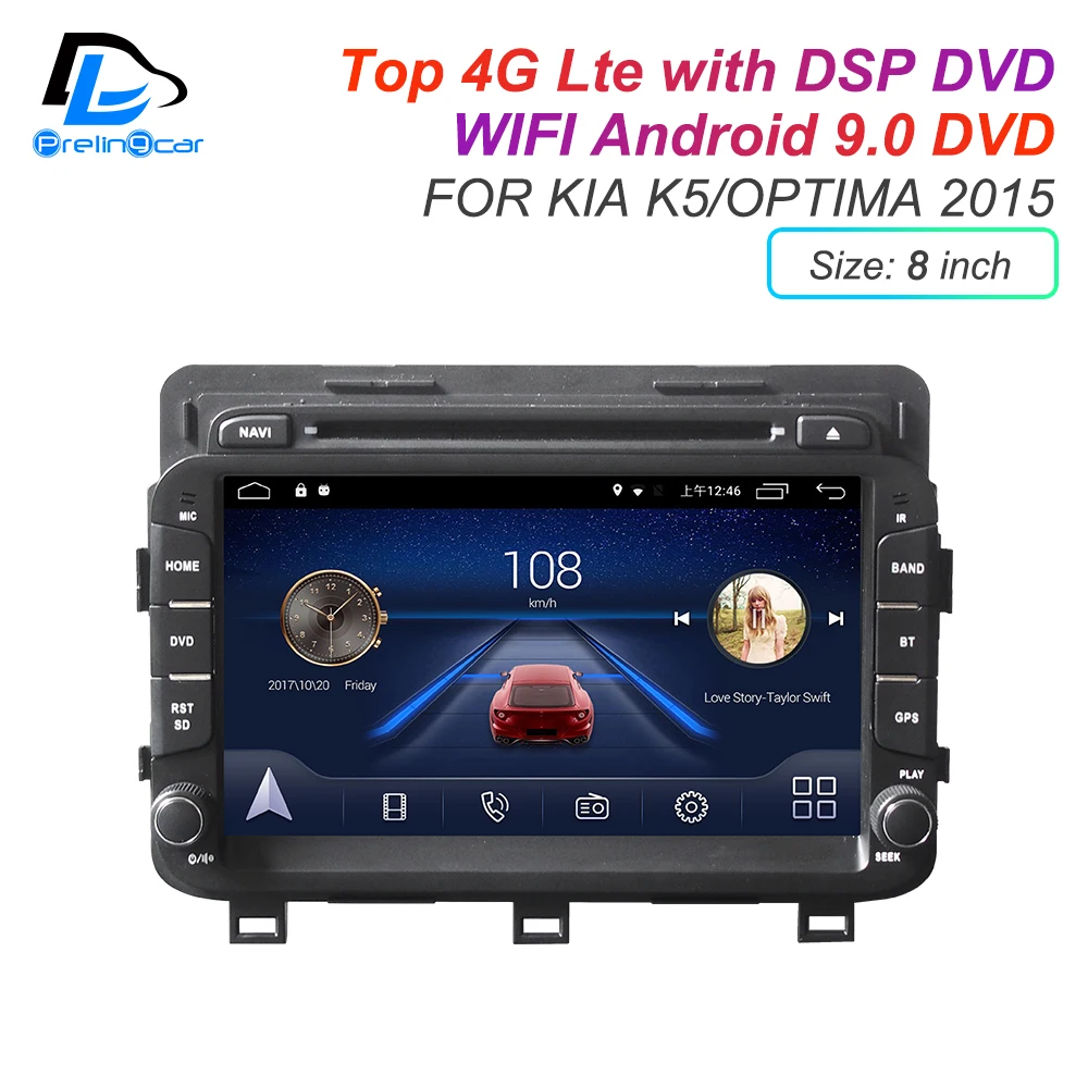 Discount IPS touch screen DSP sound Android 9.0 2 DIN 4g Lte radio For KIA K5 Optime 2015-K5 2016 GPS DVD player stereo navigation 2