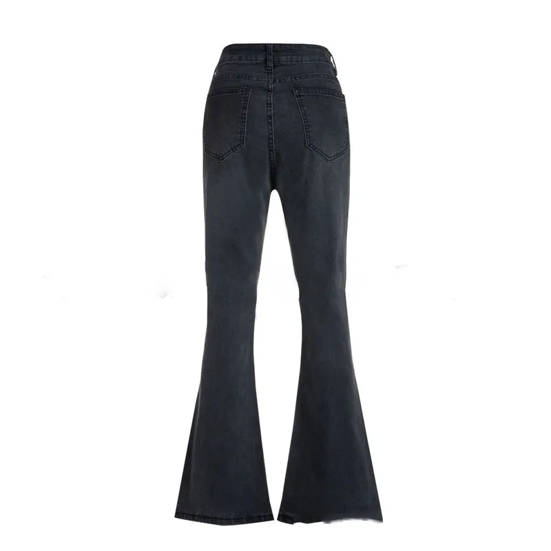 Винтажные женские джинсы с широкими штанинами на весну, осень, зиму, MS,, длинные джинсовые штаны для женщин, черные женские штаны с расклешенным низом