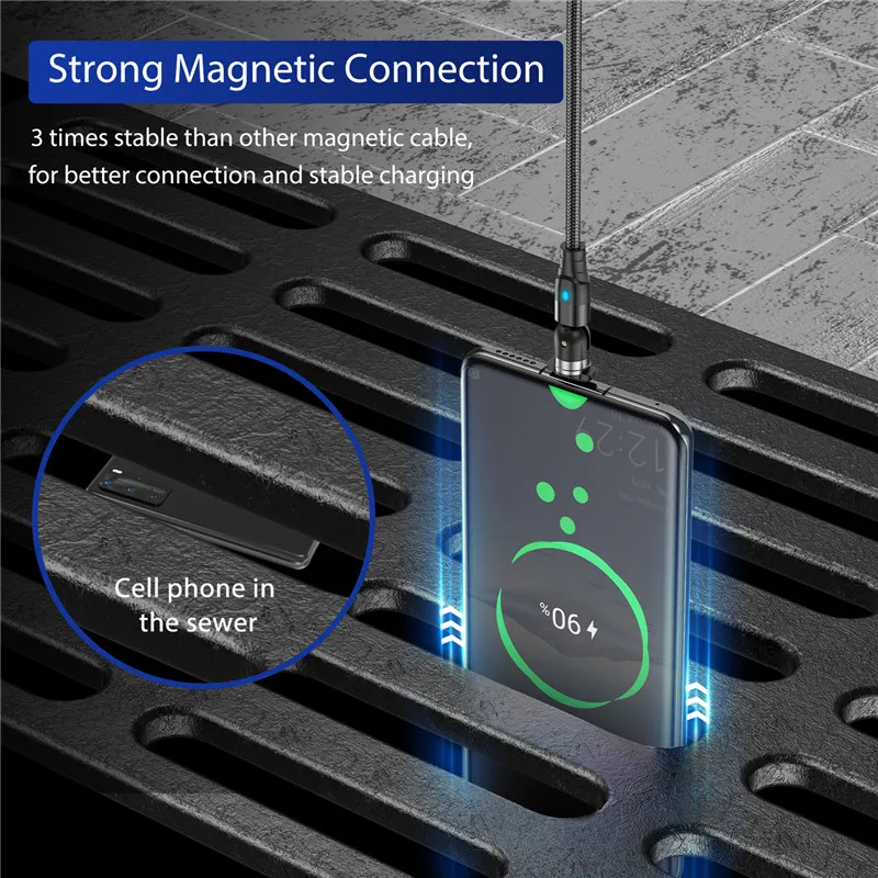 USLION 540 stopni Roating kabel magnetyczny Micro USB typ C kabel telefoniczny dla iPhone11 Pro XS Max Samsung Xiaomi kabel USB przewód 5 USLION 540 stopni Roating kabel magnetyczny Micro USB typ C kabel telefoniczny dla iPhone11 Pro XS Max Samsung Xiaomi kabel USB przewód 5