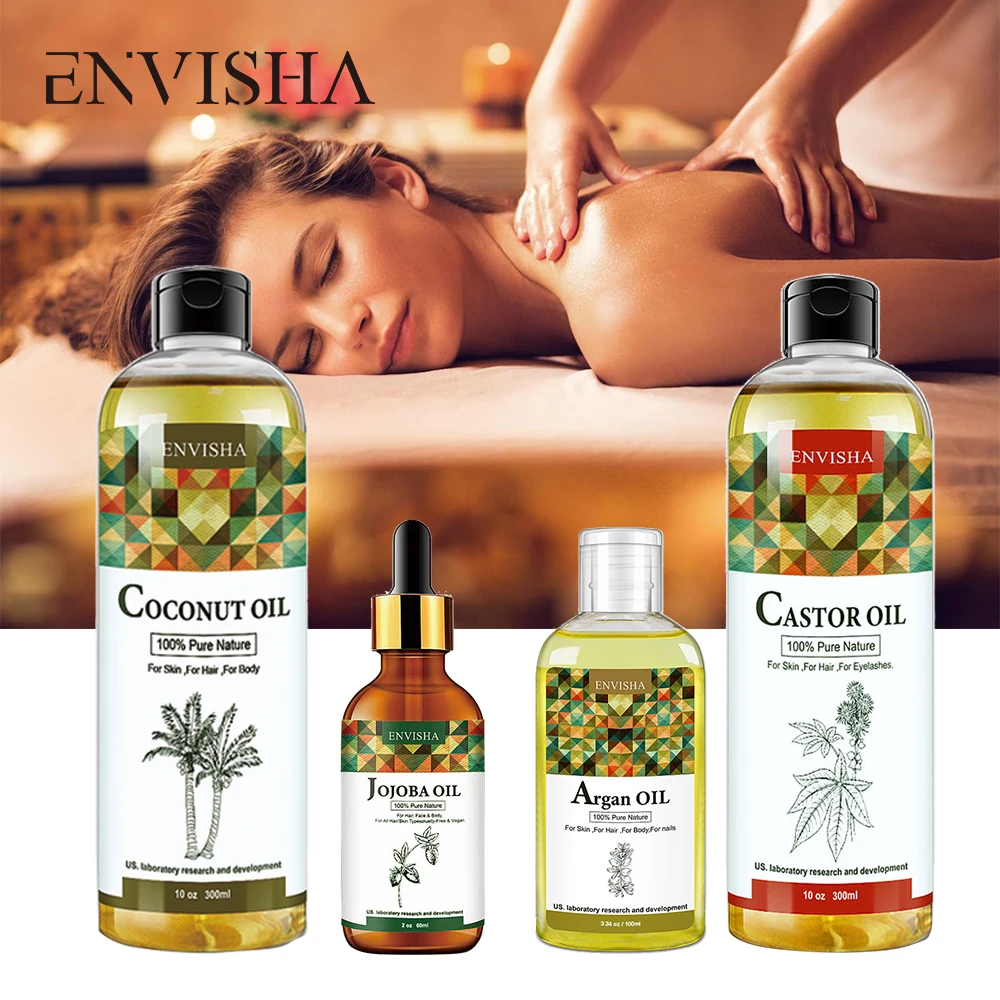 

ENVISHA Body Care Serum Skin Oil Moisturizing Whitening Shrink Pores Anti-Aging Coconut Argan Jojoba Castor Rose Oil Hair Growth