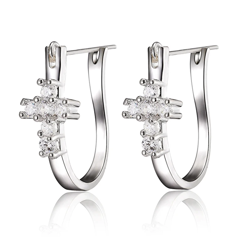 Новые Кристальные серьги-кольца с крестиком для женщин, u-образные крутые серьги, модные ювелирные изделия