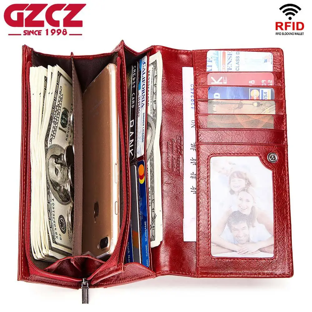 GZCZ Модный женский кошелек из качественной натуральной кожи длинный кошелёк со