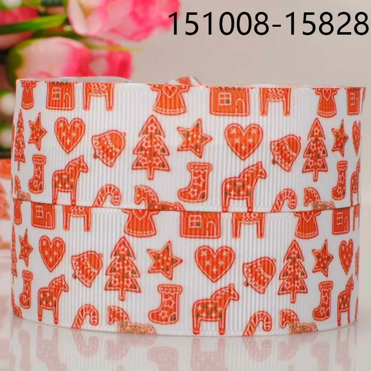 10 ярдов-разные размеры-Рождественская лента с принтом Grosgrain jubation красная лента - Цвет: 151008-15828