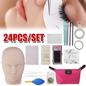 

False Eyelashes Extension Practice Exercise Kit Makeup Mannequin Head Set Grafting Eyelash Tool Kit Practice Eye Lashe Graf