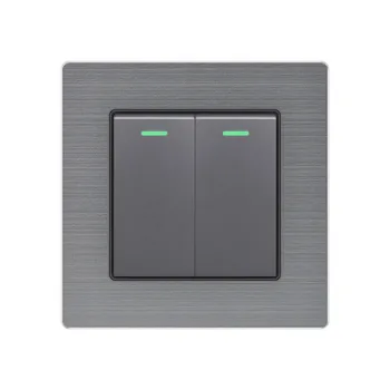 

Wall power light switch with indicator light 1 2 3 4 gang 1 2-way luxury light push button switches aluminum alloy panel 220V