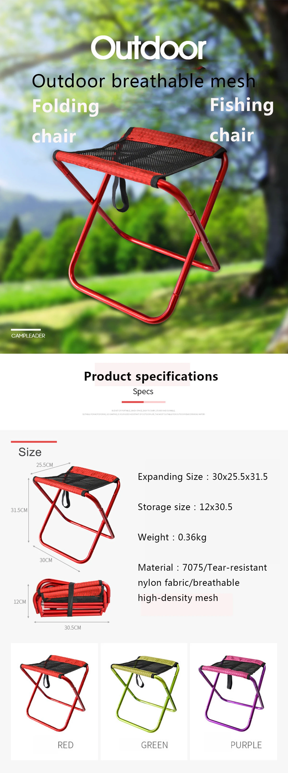 Fishing Foldable Chair, Portable Lightweight Aluminum Alloy Chair, Camping Picnic Multi-function Chair, Breathable,Comfort