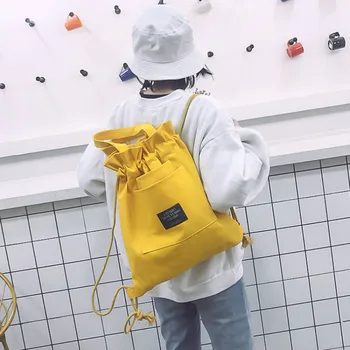 

2020 New Canvas Ladies Backpack Large Capacity Tote Bag Creative Drawstring Dual-use Single Shoulder Backpack Drawstring Bag