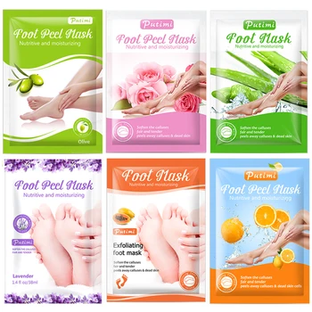 

6pair Exfoliating Foot Mask Scrub Feet Care Foot Patches Pedicure Socks Moisturizer Feet Peeling Mask Removes Calluses Dead Skin