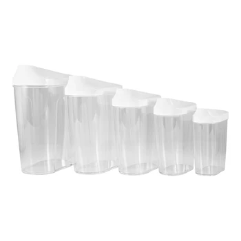 

5 pcs Food Storage Bottles Dry Food Storage Containers Assorted Sizes & Slide-Back Lids Cereals Jars Bottle Tea Box