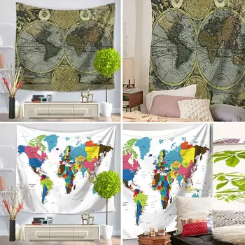 

Tapestry Curtain Sunshade Bed Cover Table Cloth Art Polyester Map Colorful Printed Poster Home Wall Decor Sitting Blanket