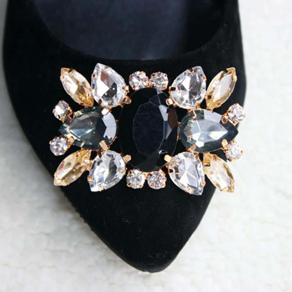 Metal Clip Shoe Buckle Decorated With Rhinestones For Luxury Crystal Shoe fashion accessories