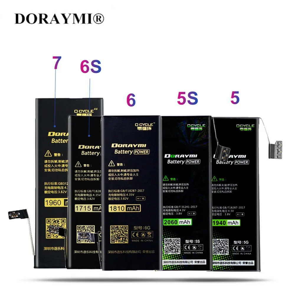 DORAYMI телефон батарея для iPhone 5S сменная батарея большой емкости для iPhone 6S 6 7 5 литий-полимерные мобильные батареи