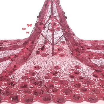 

2019 New Design 3D French tulle net Lace with bead Lace Fabric High Quality Tulle African Lace Fabric Nigerian Wedding rf65-3134
