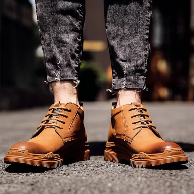 

High Quality Genuine Leather Men Work Western Ankle Boots Chelsea Desert Boots Outdoor Working Boots Men Shoes A54-89